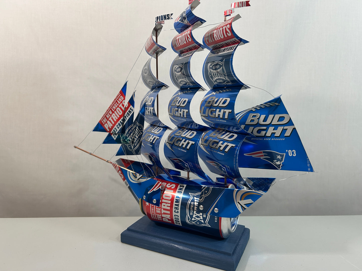 New England Patriots 2003 Champions Super Bowl XXXVIII Beer Can Ship