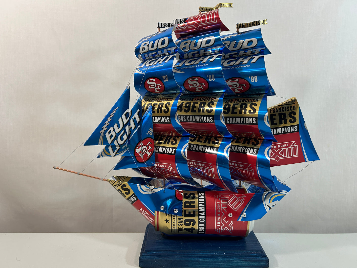 San Francisco 49ers 1988 Champions Super Bowl XXIII Beer Can Ship