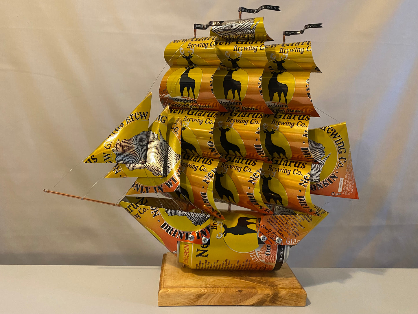 New Glarus Staghorn Octoberfest Beer Can Boat