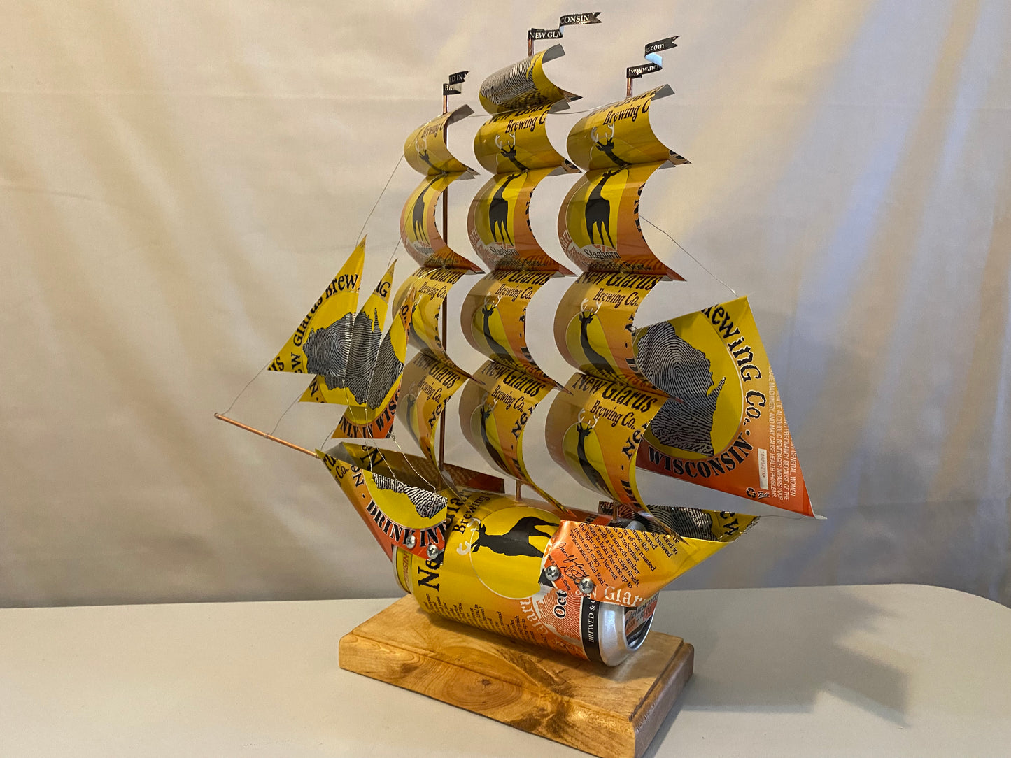 New Glarus Staghorn Octoberfest Beer Can Boat