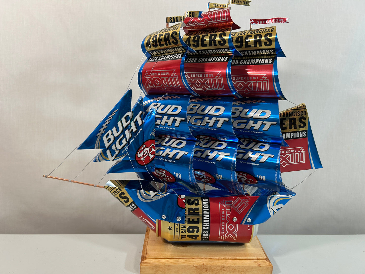 San Francisco 49ers 1988 Champions Super Bowl XXIII Beer Can Ship