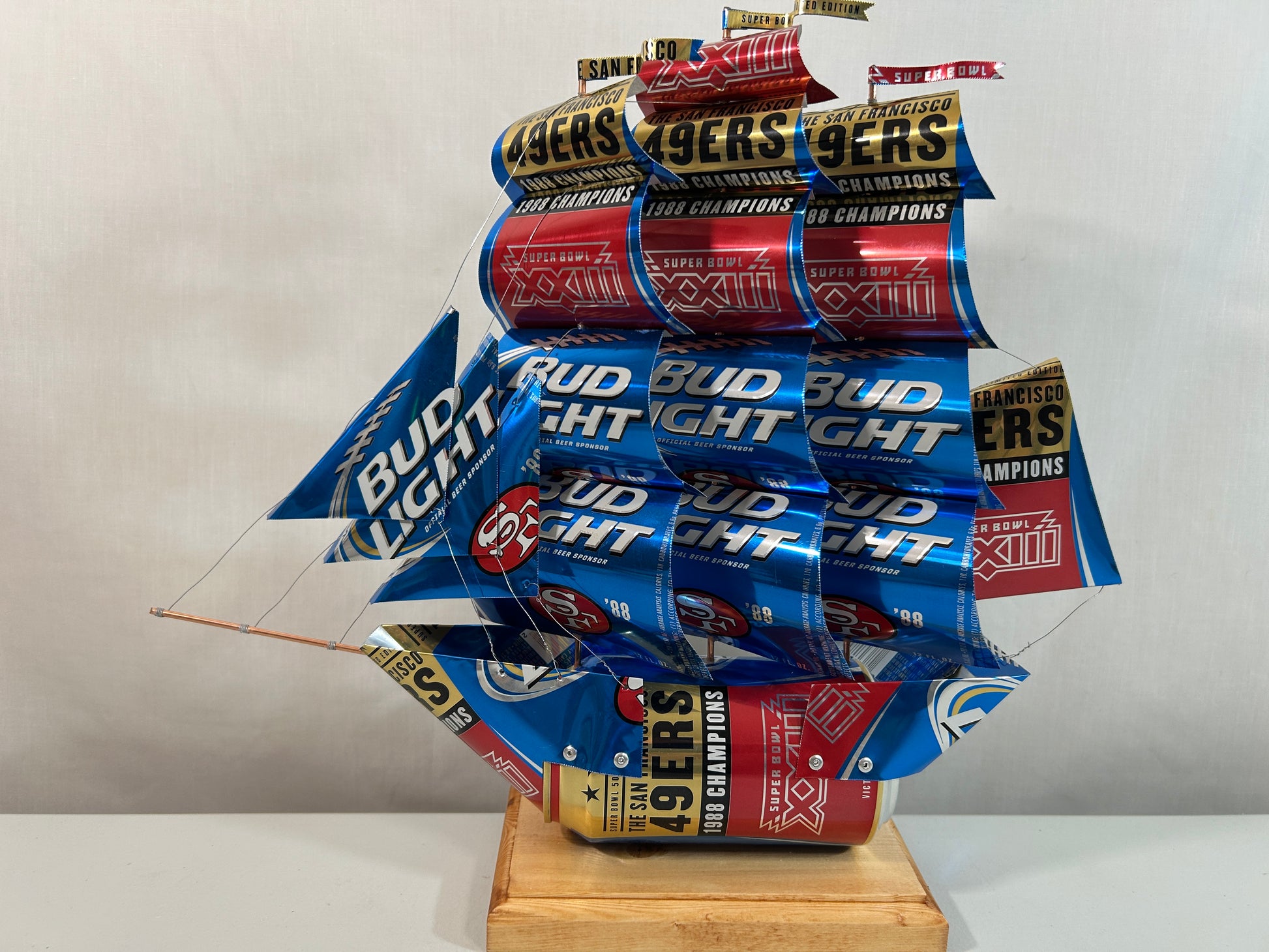 San Francisco 49ers 1988 Champions Super Bowl XXIII Beer Can Ship