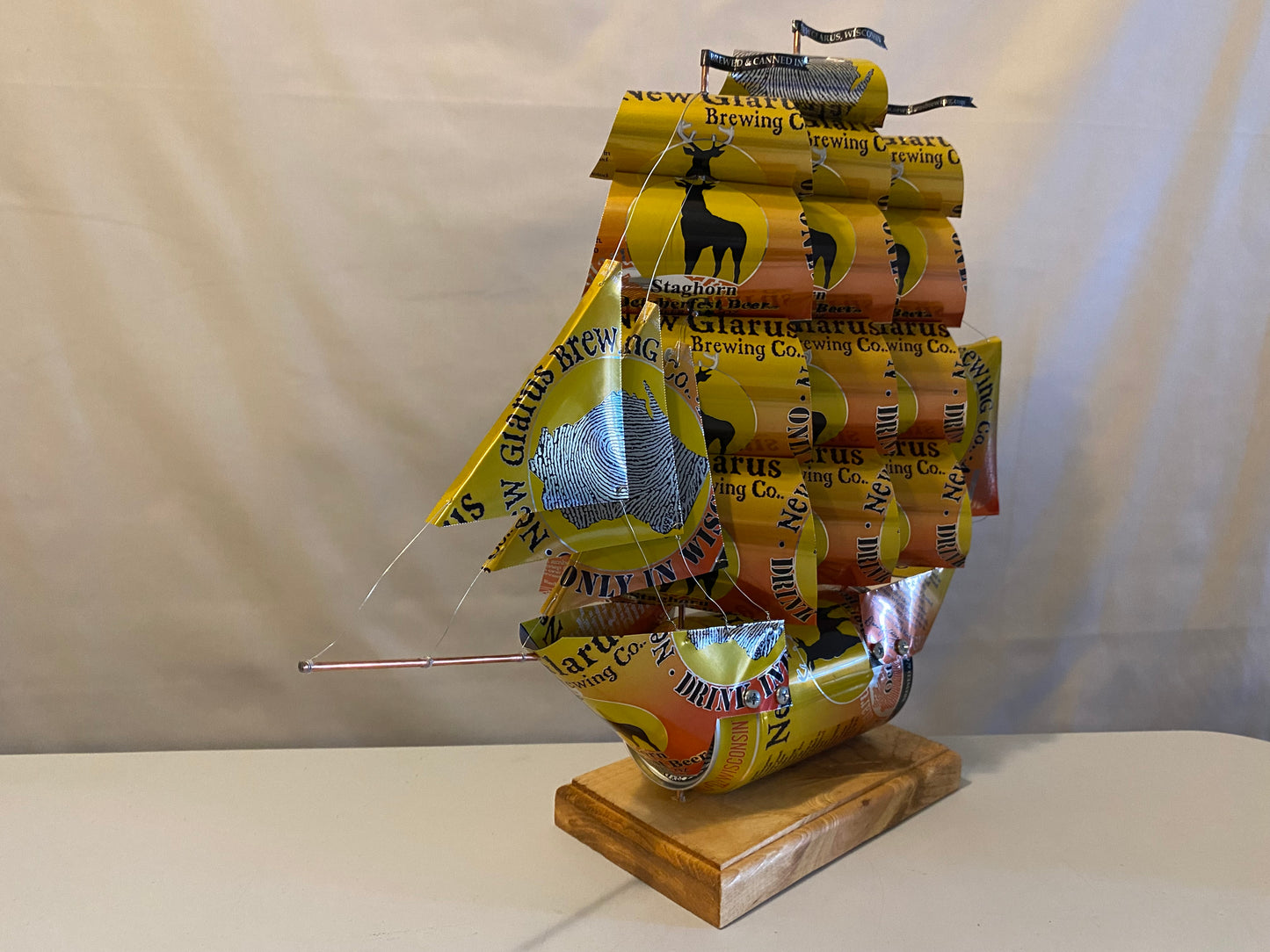 New Glarus Staghorn Octoberfest Beer Can Boat